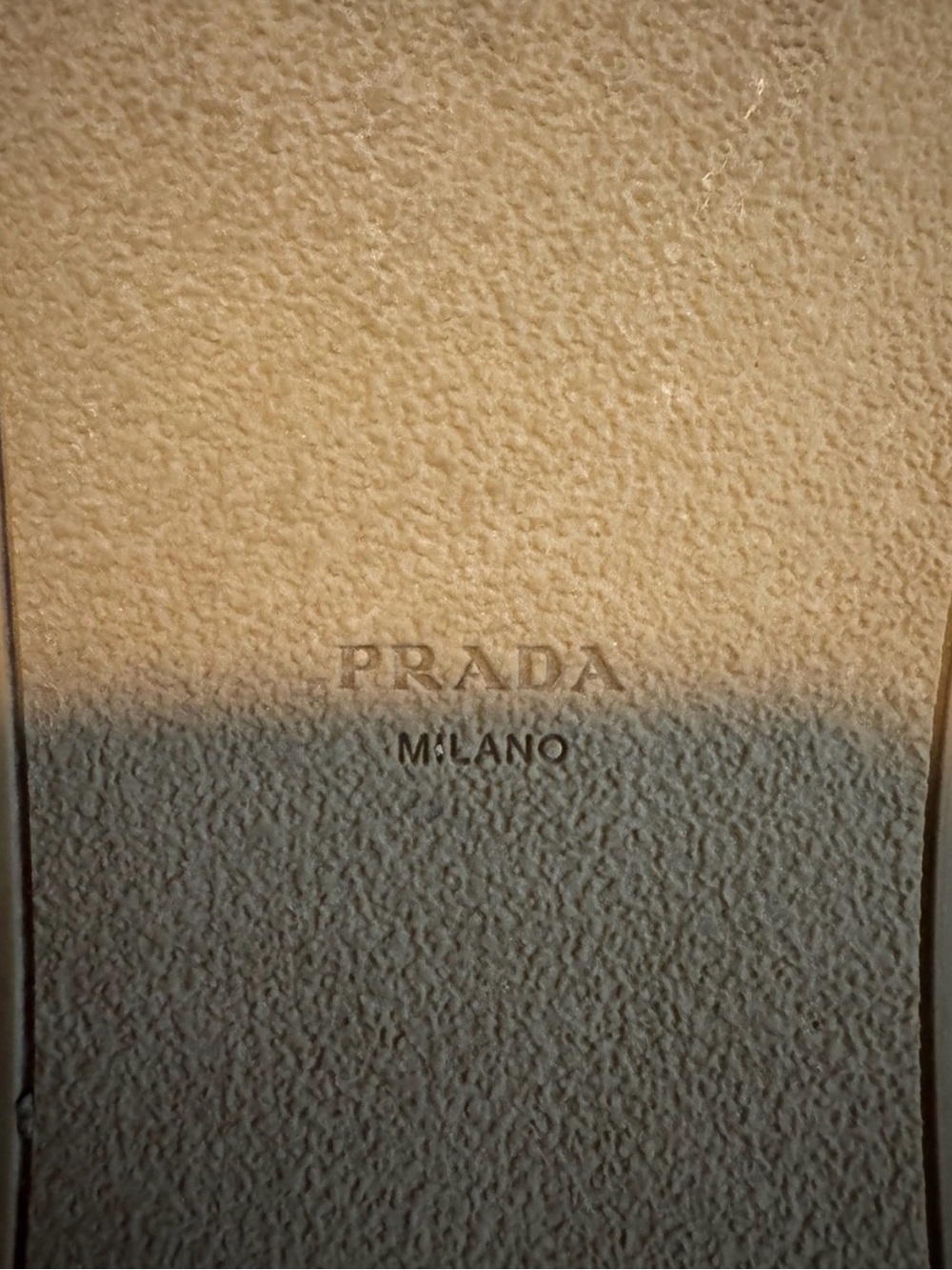 Prada Slide Sandals in Gold and Cream - Picture 3 of 9